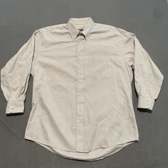 Vintage Gitman Bros Shirt Mens Large Gray Yellow Check Long Sleeve USA Made - Picture 1 of 9